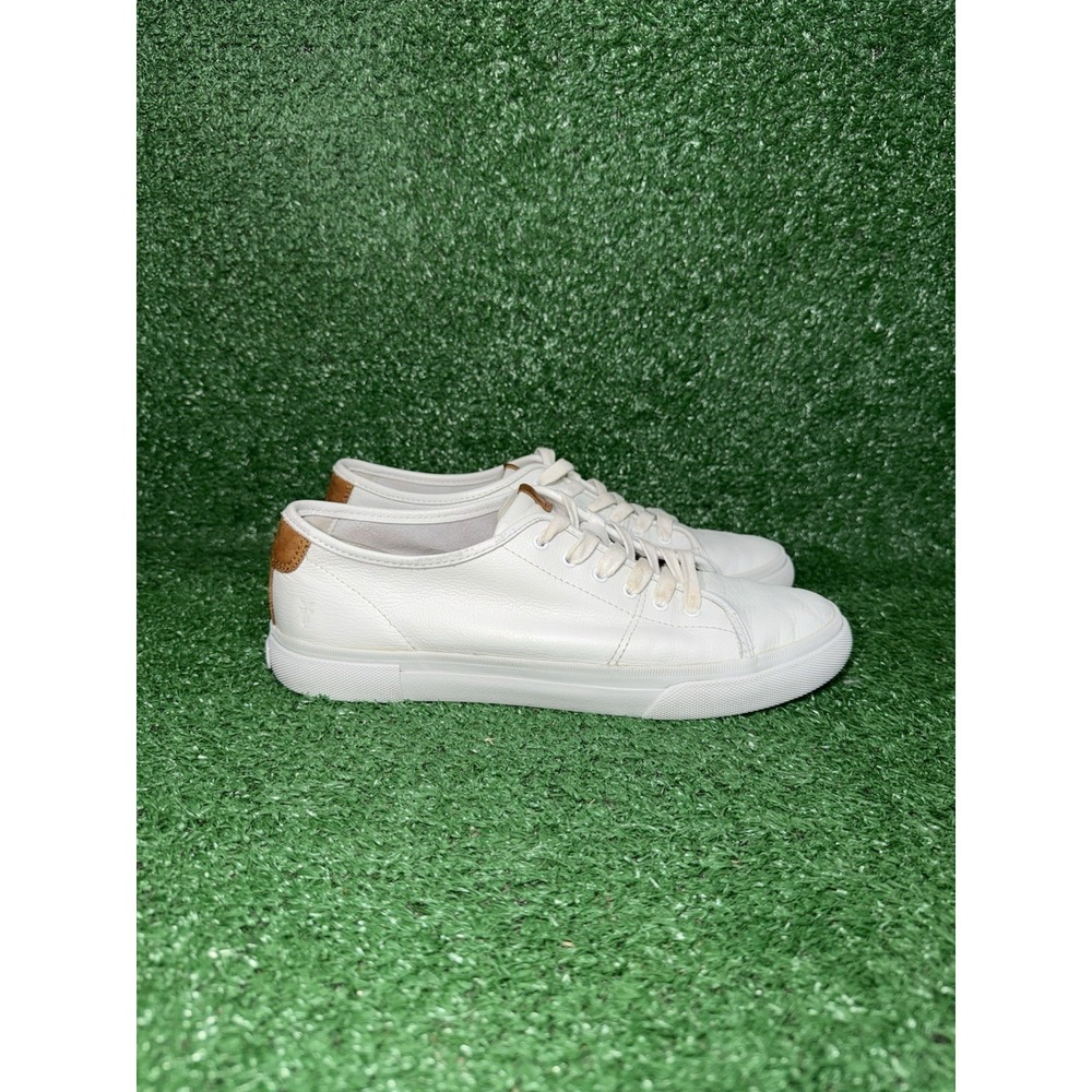 Frye Gia Womens‎ Size 9 White Leather Low Top Shoes Lace Up Casual Sneakers